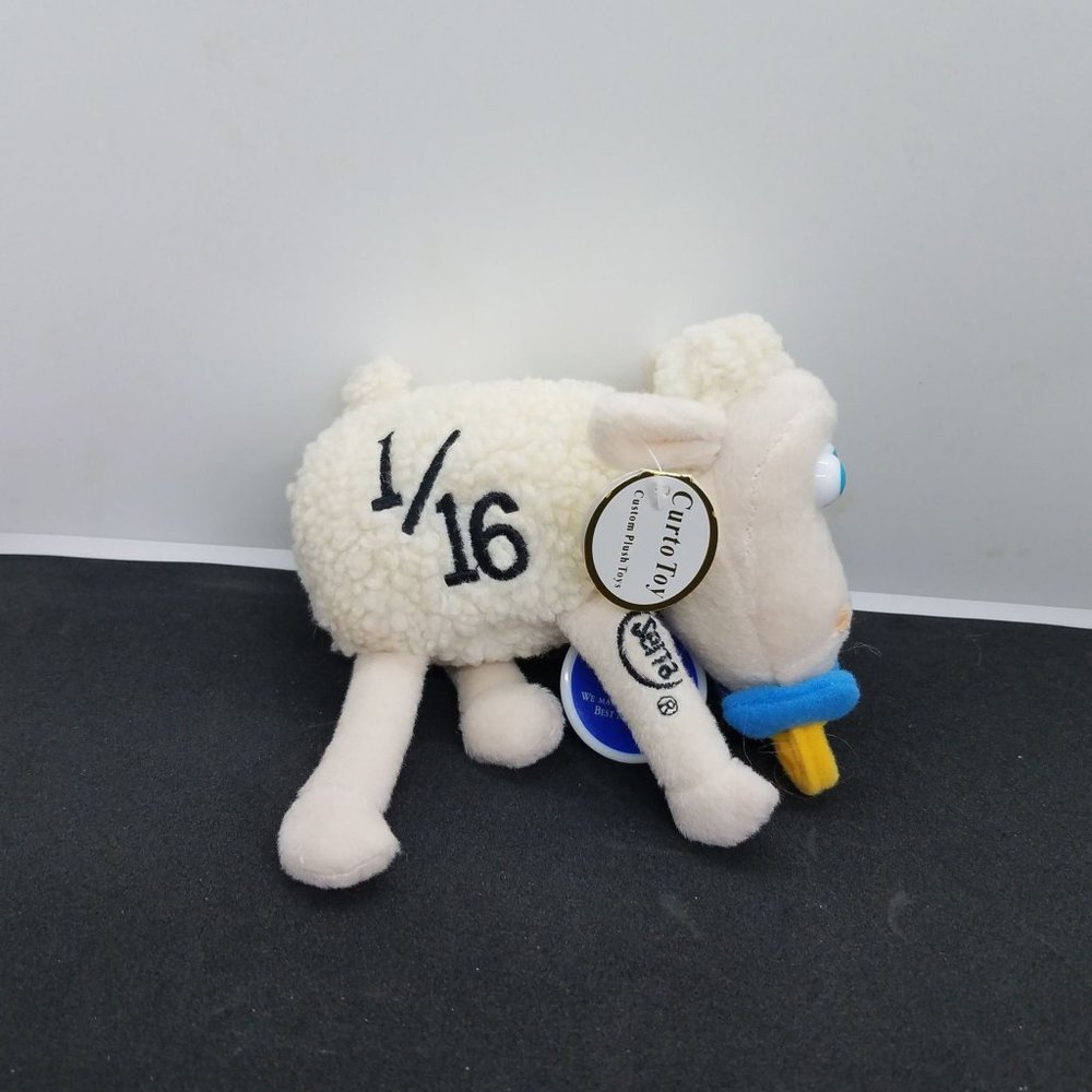 Curto Toys Serta Baby Sheep Plush 1/16 White Lamb Blue Pacifier 5"